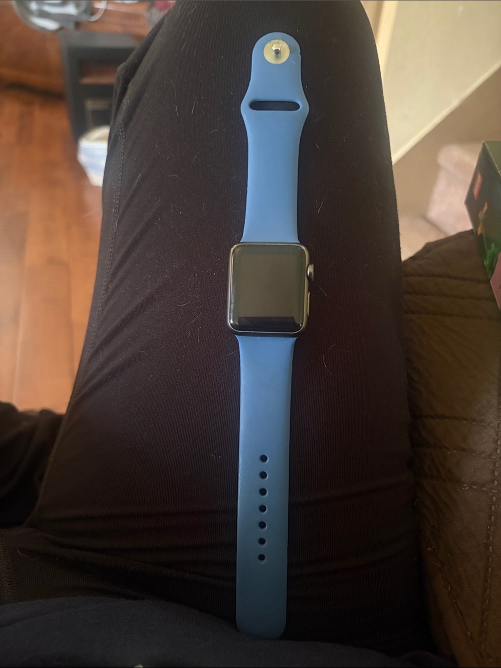 Apple-Style Blue Silicone Smartwatch with Black Face